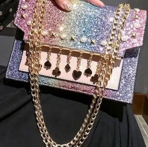 Multicolor Glitter Chain Shoulder Bag